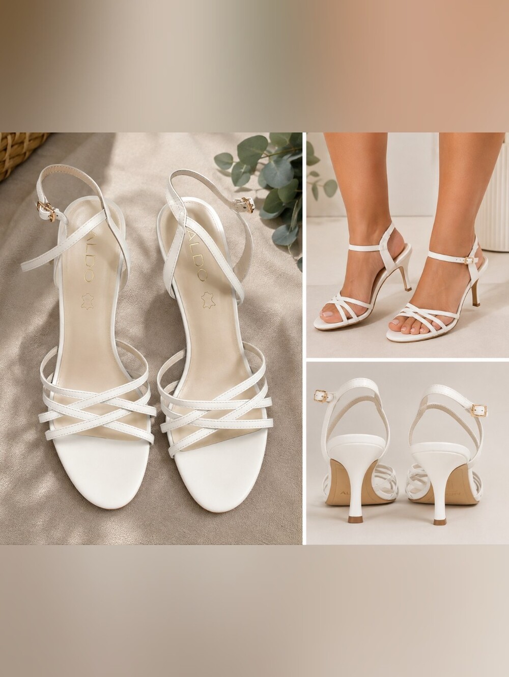 🔵 Aldo White Strappy Heels